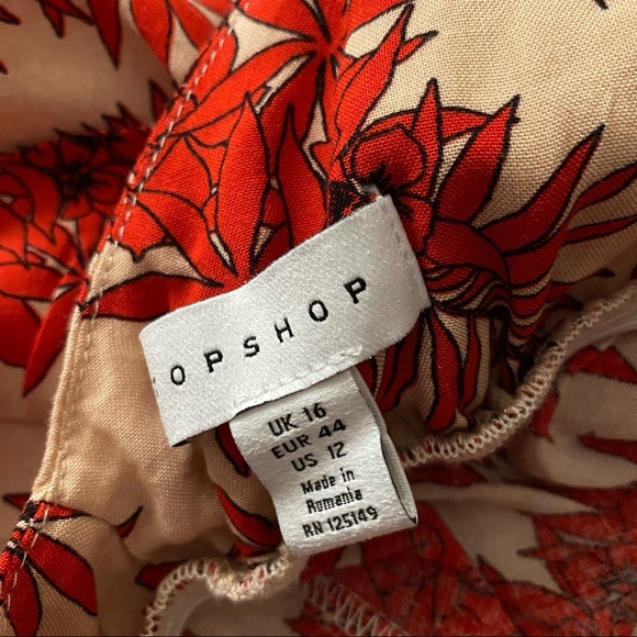 PRICE FIRM - Topshop Red Tropical Print Halter Romper - Picture 10 of 13